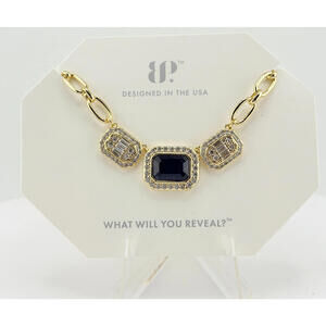 Bomb Party Necklace "The Center Still Moves" Lab Created Sapphire +Quartz Gold